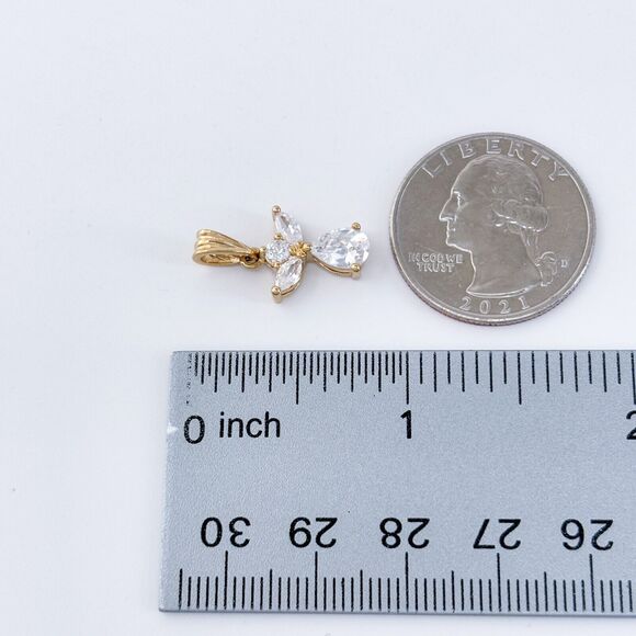 Vintage Danecraft Gold Over Sterling Silver 925 Cubic Zirconia Angel Pendant - Picture 7 of 7